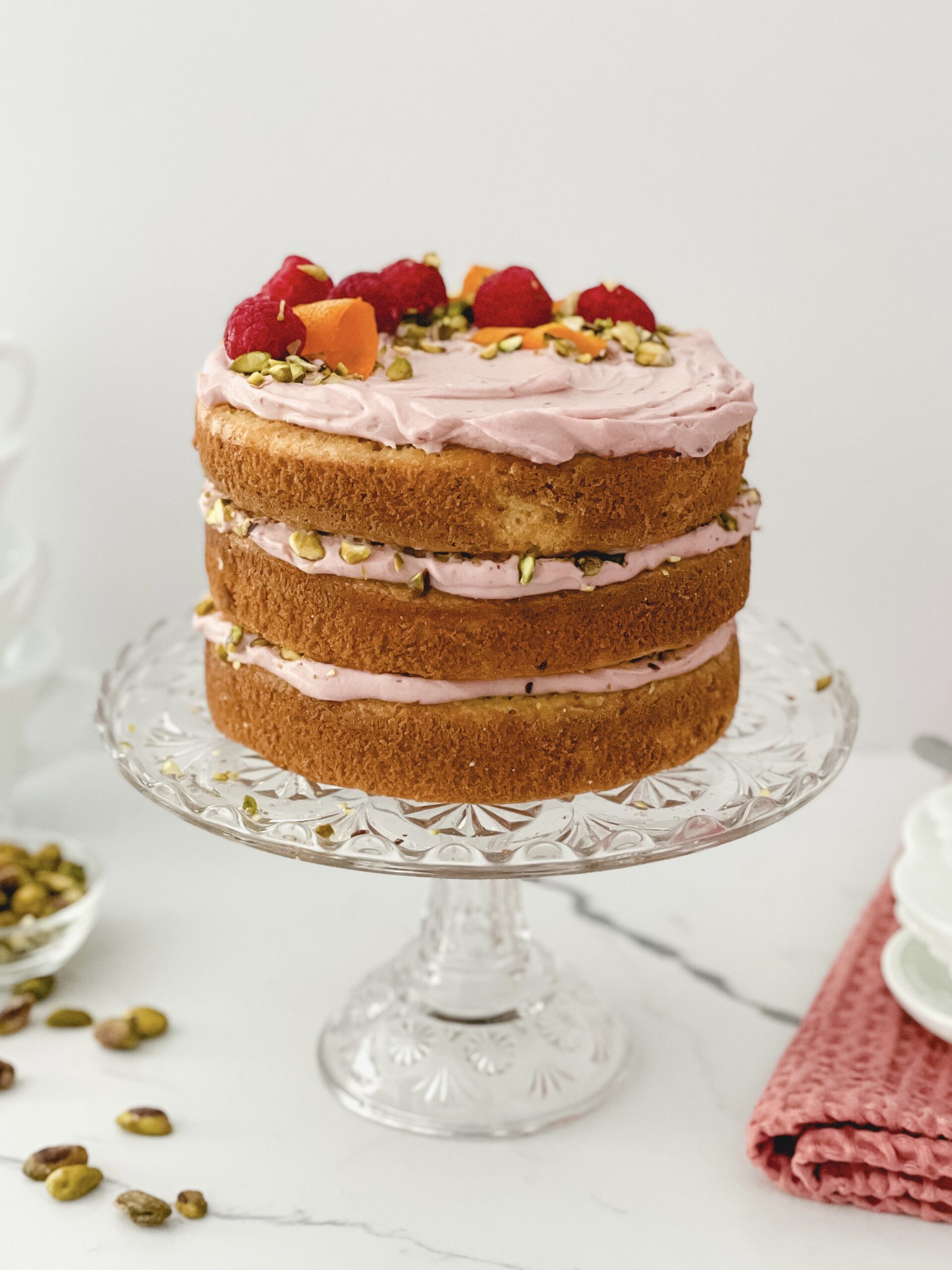 Raspberry Orange Pistachio Cake